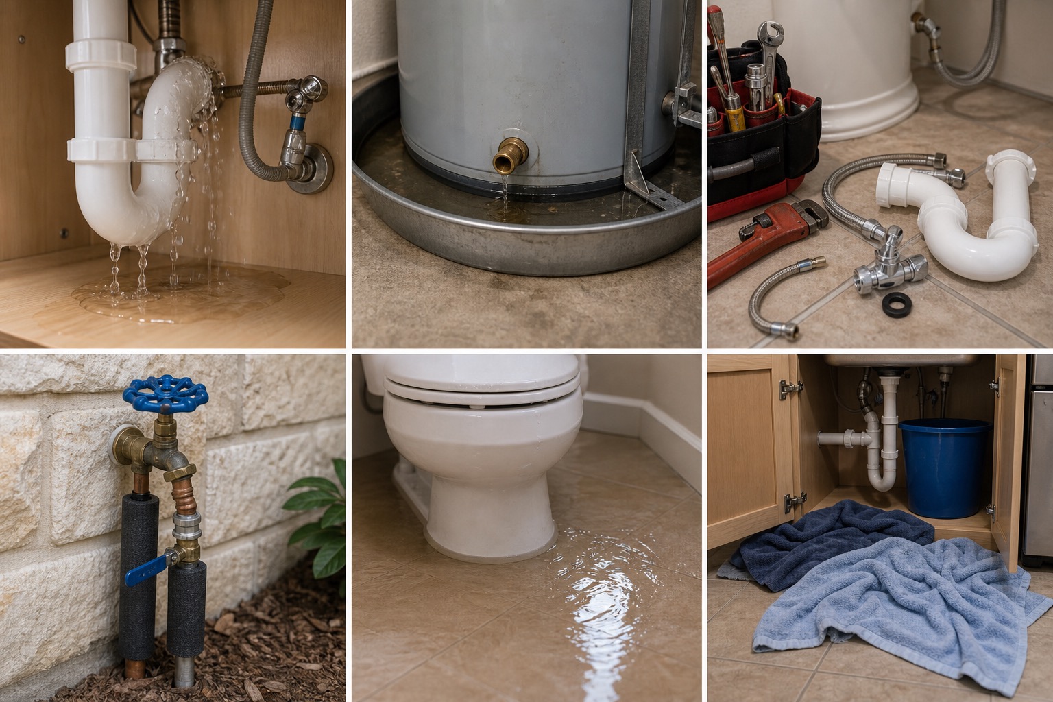 Active plumbing leak under a fixture